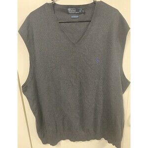 Vintage Polo Ralph Lauren 100% Pima Cotton Men’s Gray Sweater‎ Vest 2LT